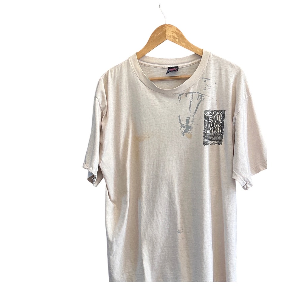 Vintage Surf Y2K 80s Offshore Toxic Wash Graphic T Shirt XL Grunge Distressed